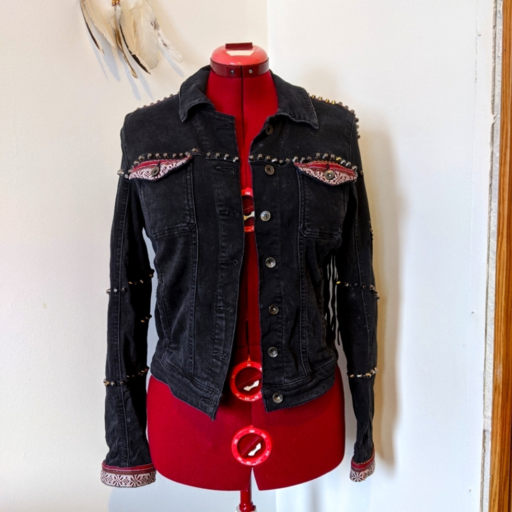 Guess Black Jean Jacket with Studded Details